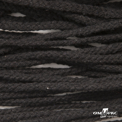 Шнур плетеный d-6 мм круглый, 70% хлопок 30% полиэстер, уп.90+/-1 м, цв.1078-черный - купить в Элисте. Цена: 588 руб.