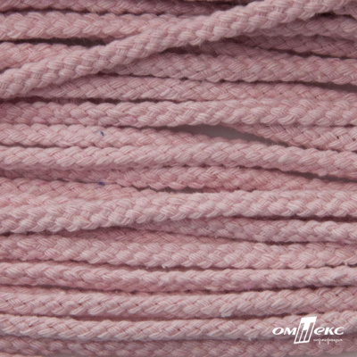 Шнур плетеный d-6 мм круглый, 70% хлопок 30% полиэстер, уп.90+/-1 м, цв.1087-розовый - купить в Элисте. Цена: 594 руб.