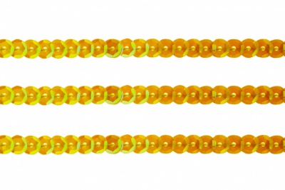 Пайетки "ОмТекс" на нитях, CREAM, 6 мм С / упак.73+/-1м, цв. 92 - золото - купить в Элисте. Цена: 484.77 руб.