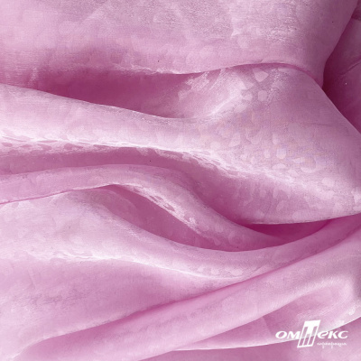 Плательная органза вытравка,100% полиэстр, шир. 150 см, #606 цв.-розовый - купить в Элисте. Цена 380.73 руб.