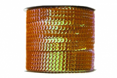 Пайетки "ОмТекс" на нитях, CREAM, 6 мм С / упак.73+/-1м, цв. 88 - оранжевый - купить в Элисте. Цена: 300.55 руб.