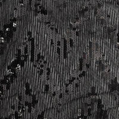 Трикотажное полотно с пайетками, шир.130 см, #311-бахрома чёрная - купить в Элисте. Цена 1 183.35 руб.