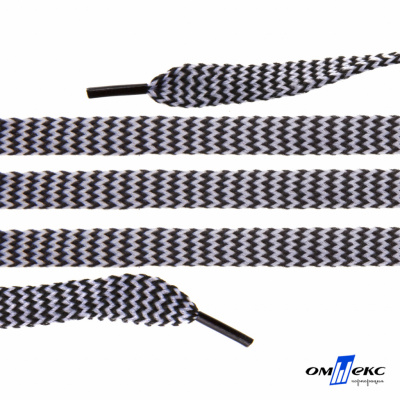 Шнурки #107-07, плоские 130 см, двухцветные цв.серый/чёрный - купить в Элисте. Цена: 23.03 руб.