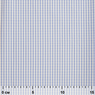 Ткань сорочечная Клетка Виши, 115 г/м2, 58% пэ,42% хл, шир.150 см, цв.2-голубой, (арт.111) - купить в Элисте. Цена 306.69 руб.