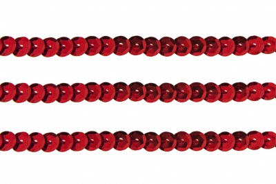Пайетки "ОмТекс" на нитях, SILVER-BASE, 6 мм С / упак.73+/-1м, цв. 3 - красный - купить в Элисте. Цена: 468.37 руб.