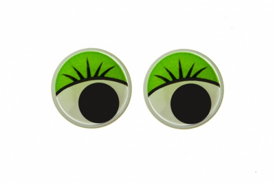 Глазки для игрушек, круглые, с бегающими зрачками, 15 мм/упак.50+/-2 шт, цв. -зеленый - купить в Элисте. Цена: 113.01 руб.
