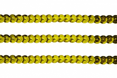 Пайетки "ОмТекс" на нитях, SILVER-BASE, 6 мм С / упак.73+/-1м, цв. 7 - св.золото - купить в Элисте. Цена: 468.37 руб.