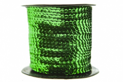 Пайетки "ОмТекс" на нитях, SILVER-BASE, 6 мм С / упак.73+/-1м, цв. 4 - зеленый - купить в Элисте. Цена: 484.77 руб.