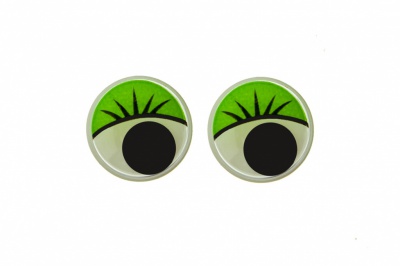 Глазки для игрушек, круглые, с бегающими зрачками, 12 мм/упак.50+/-2 шт, цв. -зеленый - купить в Элисте. Цена: 95.04 руб.