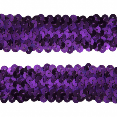 Тесьма с пайетками 12, шир. 30 мм/уп. 25+/-1 м, цвет фиолет - купить в Элисте. Цена: 1 098.48 руб.