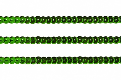 Пайетки "ОмТекс" на нитях, SILVER-BASE, 6 мм С / упак.73+/-1м, цв. 4 - зеленый - купить в Элисте. Цена: 484.77 руб.
