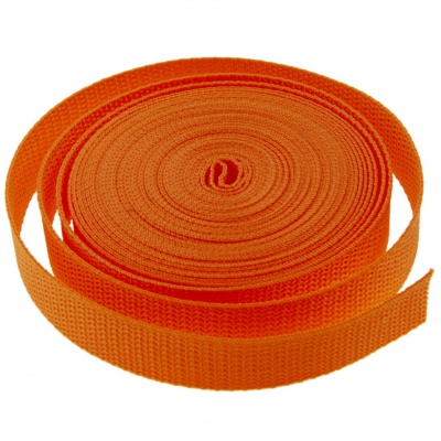 Стропа текстильная, шир. 25 мм (в нам. 50+/-1 ярд), цвет оранжевый - купить в Элисте. Цена: 409.94 руб.